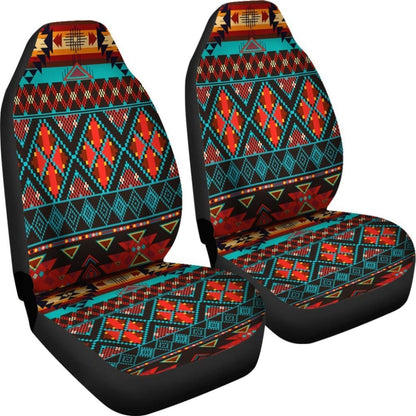 Dark Brown Red Pattern Native American Car Seat Covers 093223 - YourCarButBetter