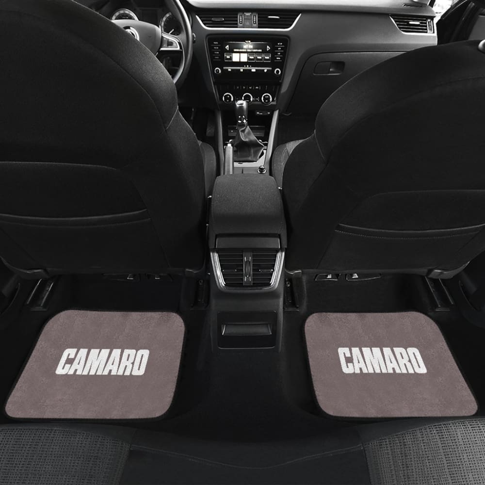 Dark Gray Camaro White Letter Car Floor Mats 211004 - YourCarButBetter