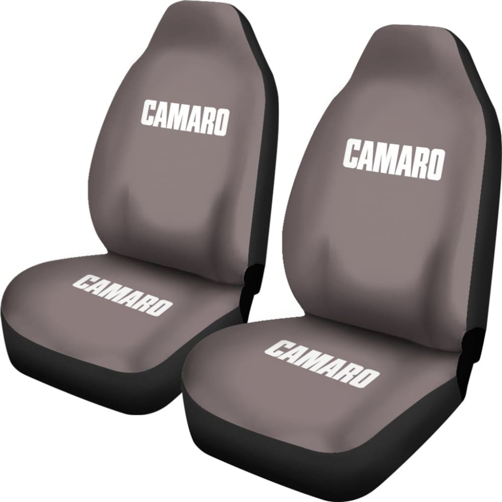 Dark Gray Camaro White Letter Car Seat Covers 211004 - YourCarButBetter
