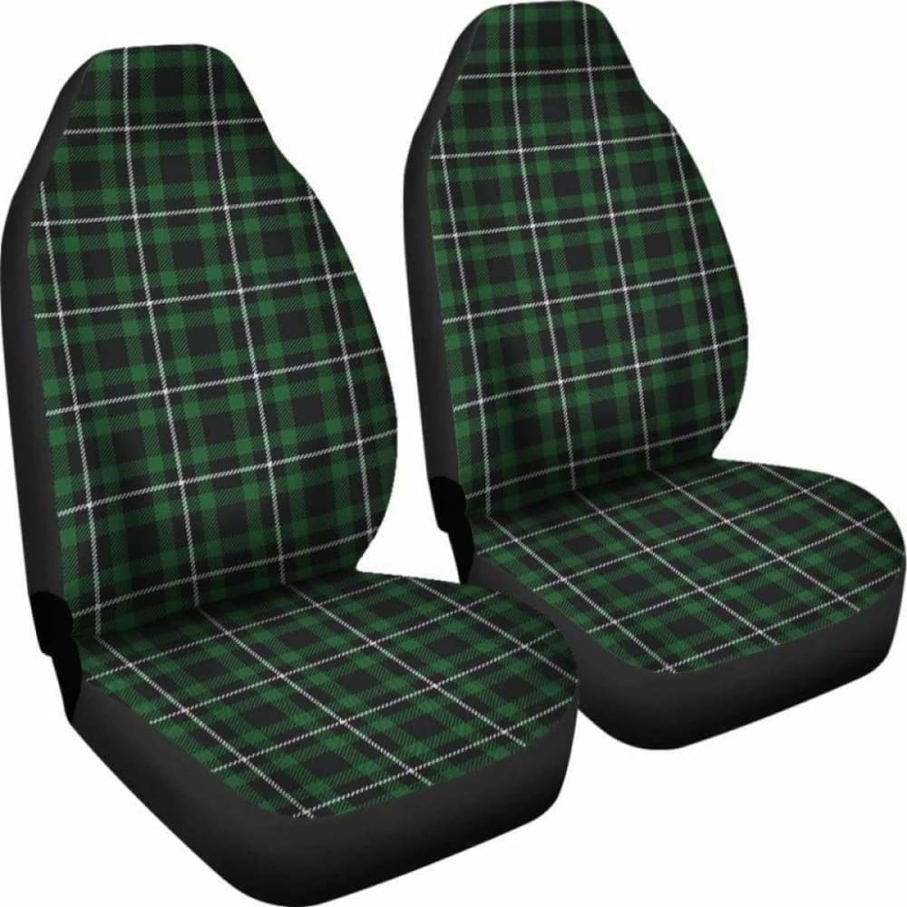 Dark Green And White Plaid Tartan Scottish Car Seat Covers 161012