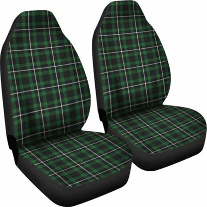 Dark Green And White Plaid Tartan Scottish Car Seat Covers 161012