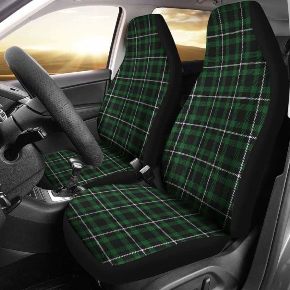 Dark Green And White Plaid Tartan Scottish Car Seat Covers 161012