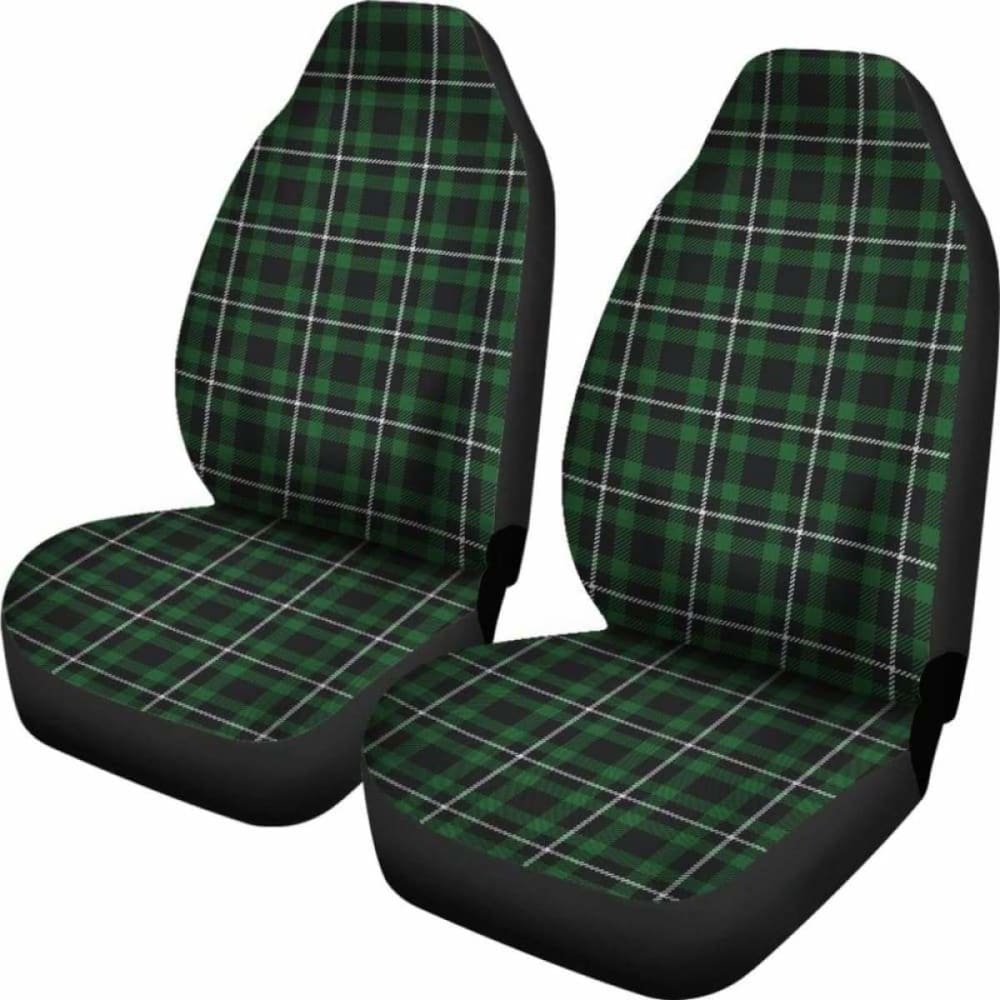 Dark Green And White Plaid Tartan Scottish Car Seat Covers 161012