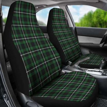 Dark Green And White Plaid Tartan Scottish Car Seat Covers 161012