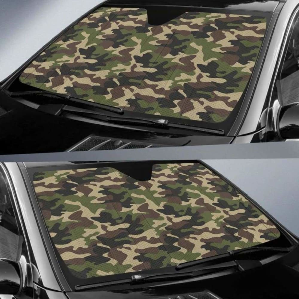 Dark Green Camo Camouflage Pattern Car Auto Sun Shades 172609 - YourCarButBetter