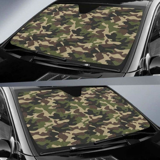 Dark Green Camo Camouflage Pattern Car Auto Sun Shades 172609 - YourCarButBetter