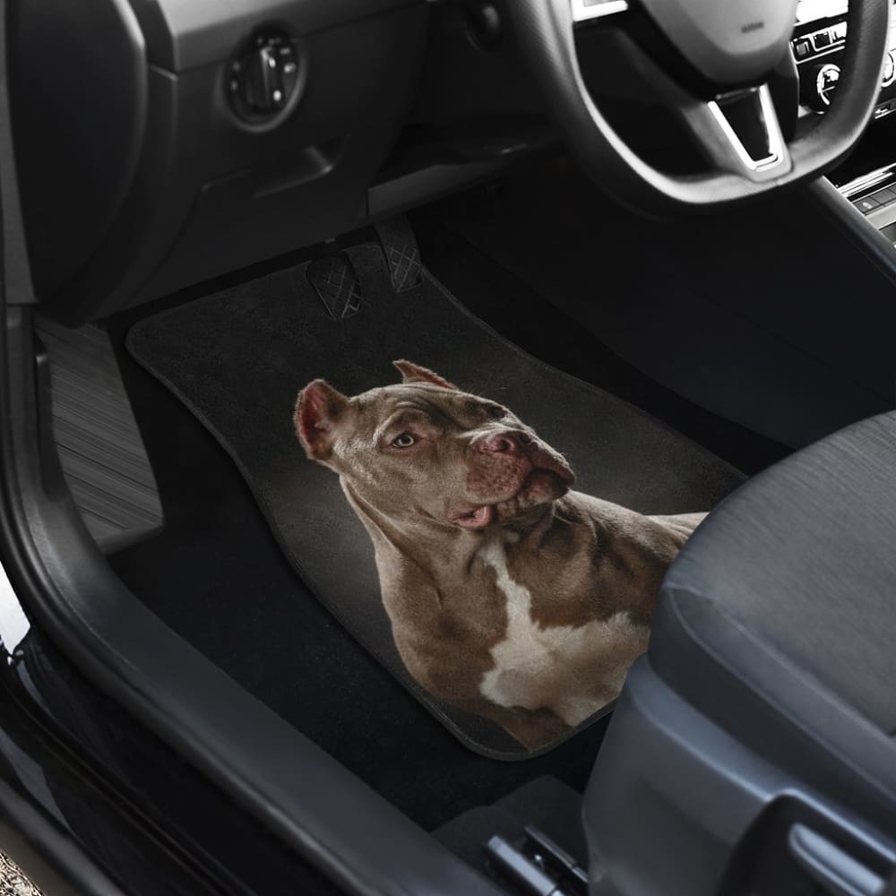 Dark Grey Pit Bull Black Car Floor Mats 210802
