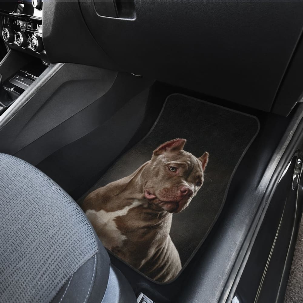 Dark Grey Pit Bull Black Car Floor Mats 210802