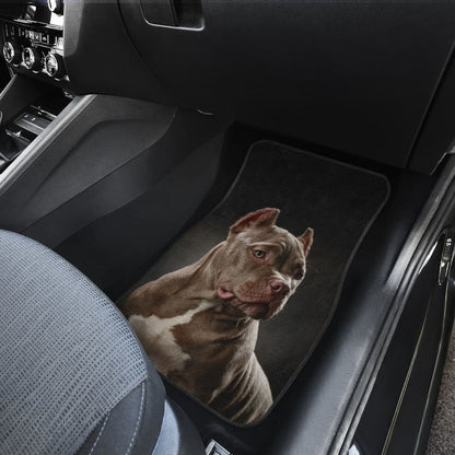 Dark Grey Pit Bull Black Car Floor Mats 210802
