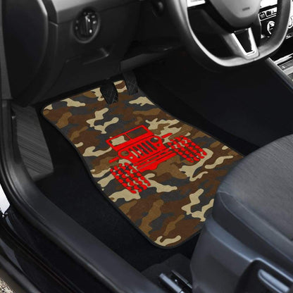 Dark Orange Camouflage Color Dark Blue Jeep Car Floor Mats 211204 - YourCarButBetter