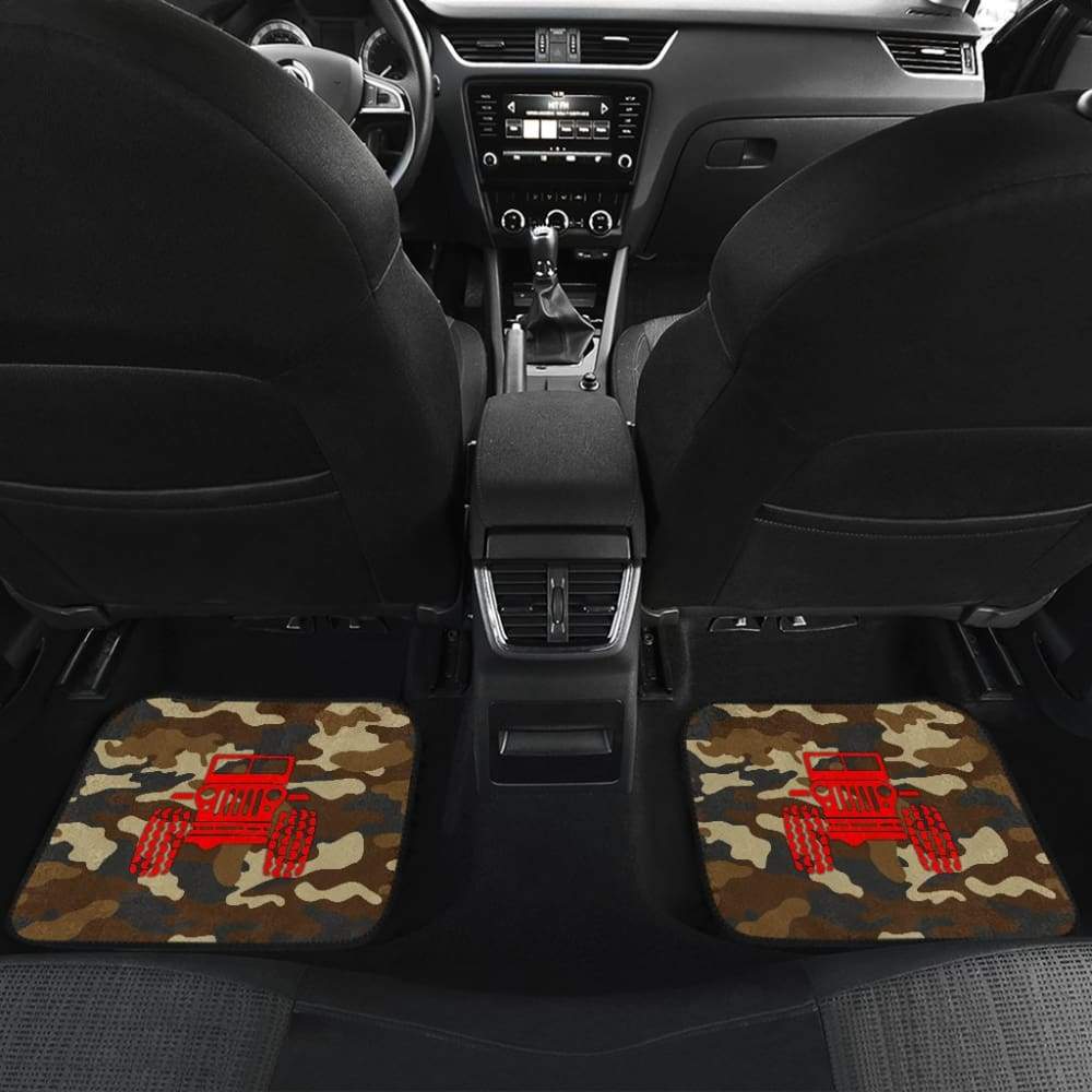 Dark Orange Camouflage Color Dark Blue Jeep Car Floor Mats 211204 - YourCarButBetter