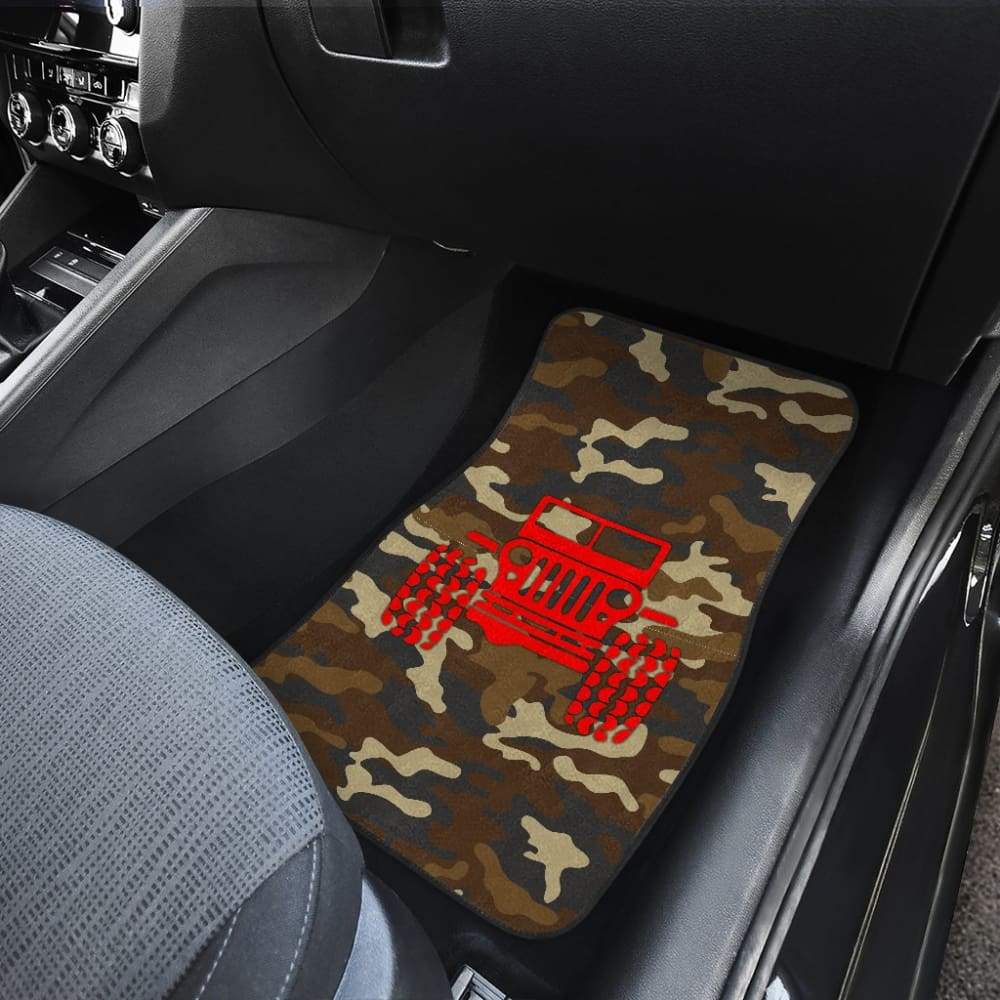 Dark Orange Camouflage Color Dark Blue Jeep Car Floor Mats 211204 - YourCarButBetter
