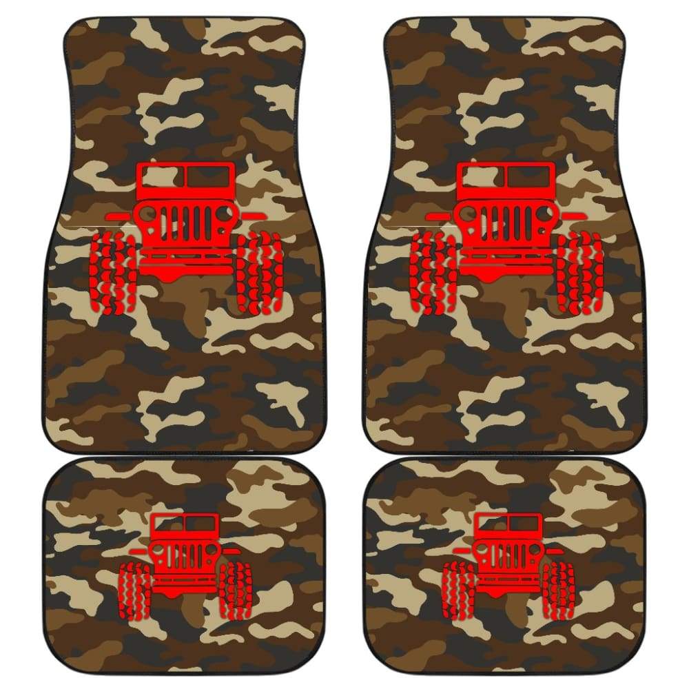 Dark Orange Camouflage Color Dark Blue Jeep Car Floor Mats 211204 - YourCarButBetter