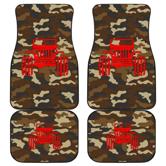 Dark Orange Camouflage Color Dark Blue Jeep Car Floor Mats 211204 - YourCarButBetter