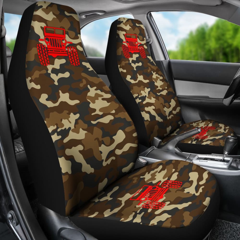 Dark Orange Camouflage Color Dark Blue Jeep Car Seats Covers 211204 - YourCarButBetter