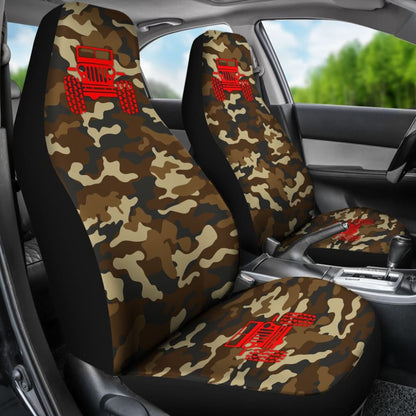 Dark Orange Camouflage Color Dark Blue Jeep Car Seats Covers 211204 - YourCarButBetter