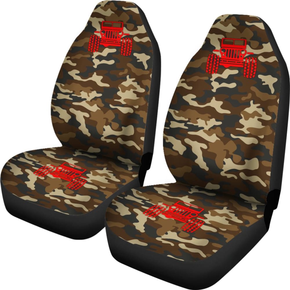 Dark Orange Camouflage Color Dark Blue Jeep Car Seats Covers 211204 - YourCarButBetter