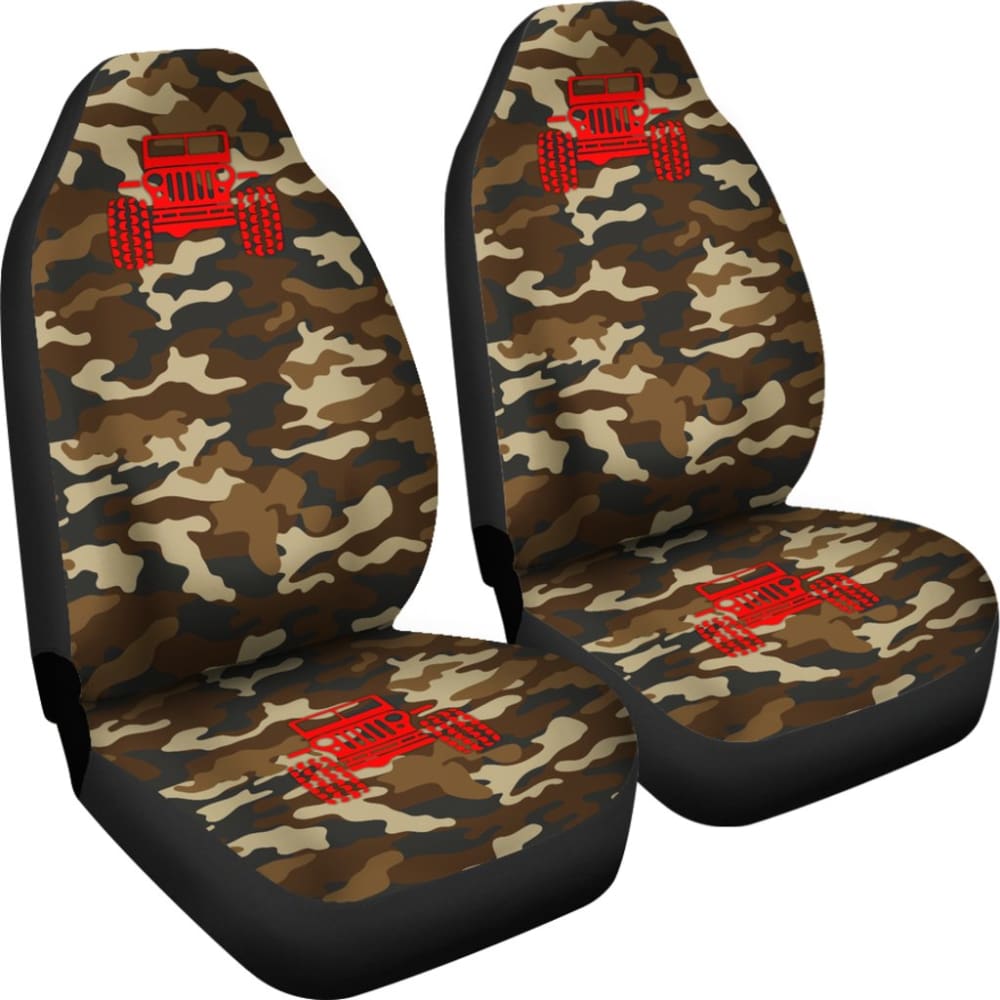 Dark Orange Camouflage Color Dark Blue Jeep Car Seats Covers 211204 - YourCarButBetter