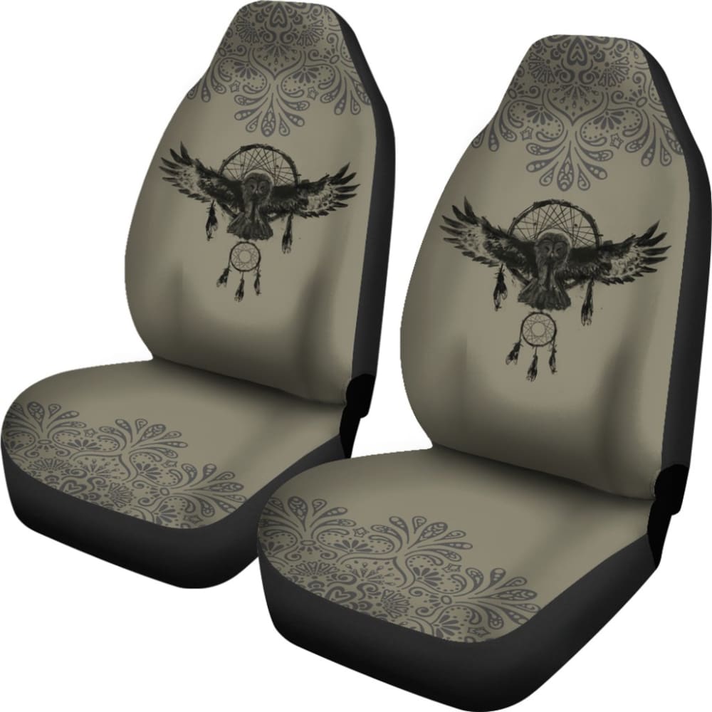 Dark Owl Dreamcatcher Native American Car Seat Covers 210301 - YourCarButBetter