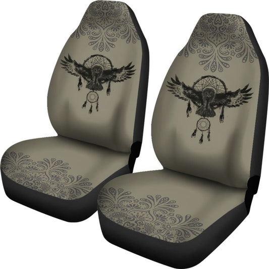 Dark Owl Dreamcatcher Native American Car Seat Covers 210301 - YourCarButBetter