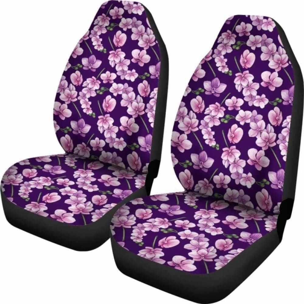 Dark Purple And Pink Orchid Pattern Car Seat Covers 174914 - YourCarButBetter