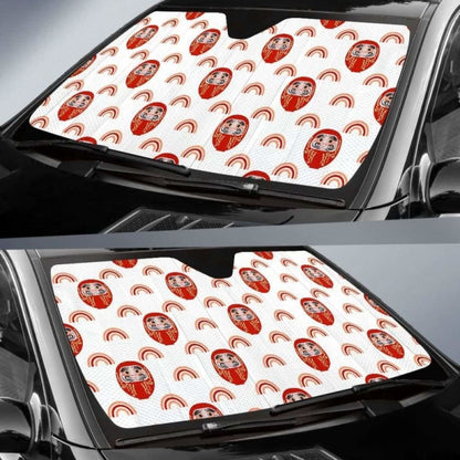 Daruma Japanese Wooden Doll Design Pattern Car Auto Sun Shades 094201 - YourCarButBetter