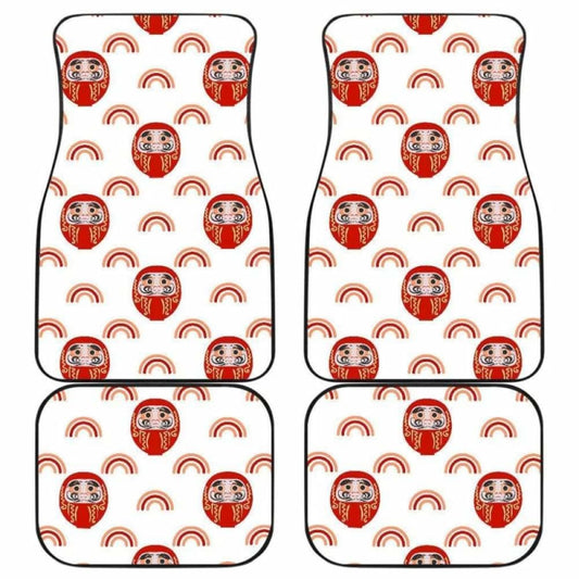 Daruma Japanese Wooden Doll Design Pattern Front And Back Car Mats 094201 - YourCarButBetter