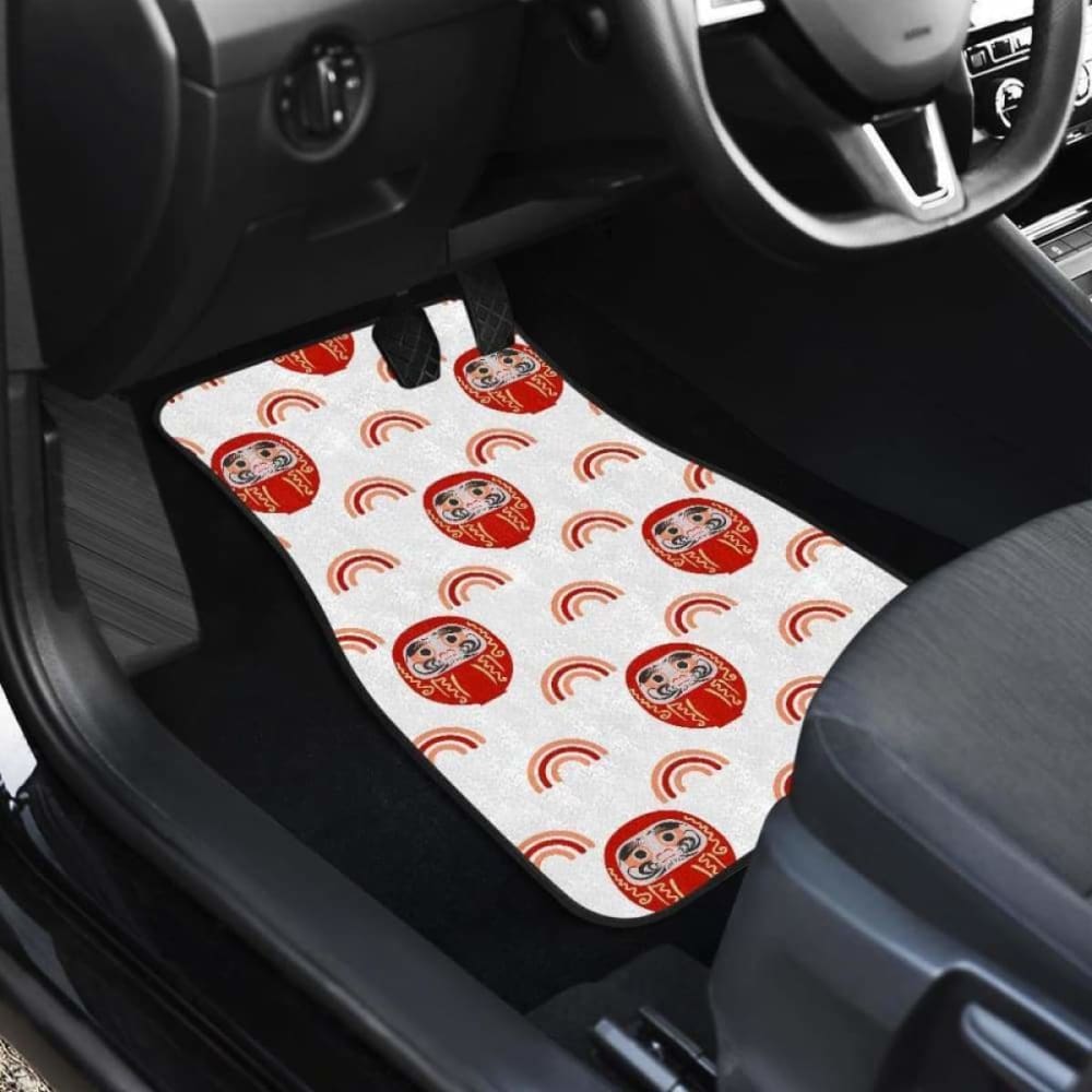 Daruma Japanese Wooden Doll Design Pattern Front And Back Car Mats 094201 - YourCarButBetter