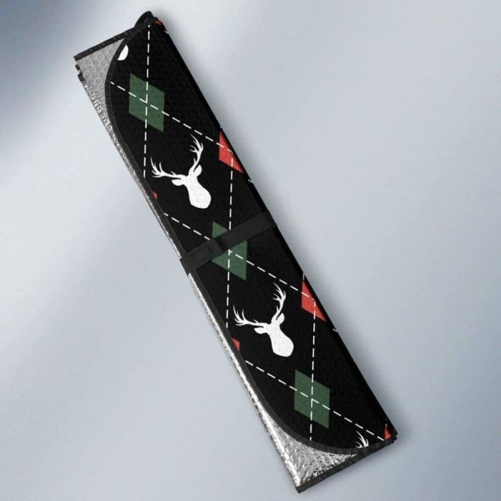 Deer Christmas New Year Pattern Argyle Car Auto Sun Shades 172609 - YourCarButBetter