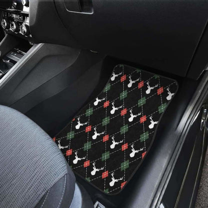 Deer Christmas New Year Pattern Argyle Front And Back Car Mats 161012