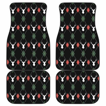 Deer Christmas New Year Pattern Argyle Front And Back Car Mats 161012