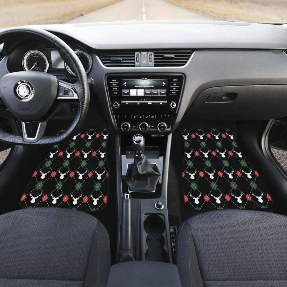 Deer Christmas New Year Pattern Argyle Front And Back Car Mats 161012