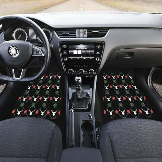Deer Christmas New Year Pattern Argyle Front And Back Car Mats 161012