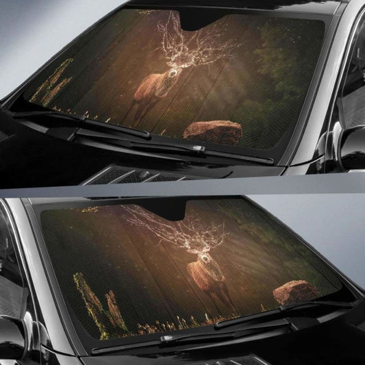 Deer Hirsch Forest Sunlight 4K 8K Car Sun Shade 172609 - YourCarButBetter