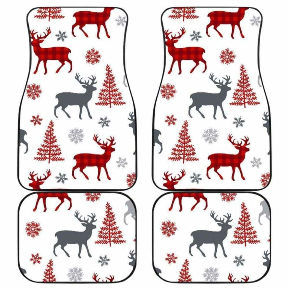 Deer Tree Snowflakes Chrismas Pattern Front And Back Car Mats 161012