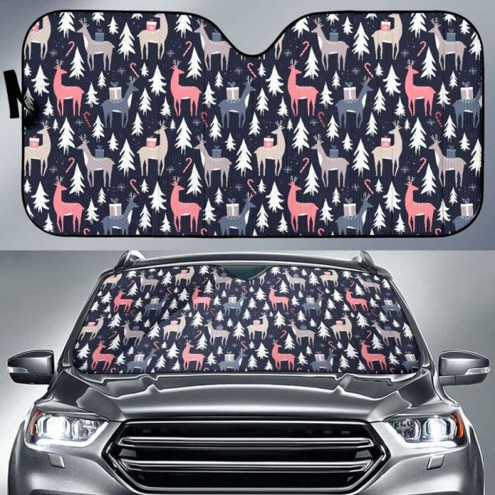 Deers Winter Christmas Pattern Car Auto Sun Shades 172609 - YourCarButBetter