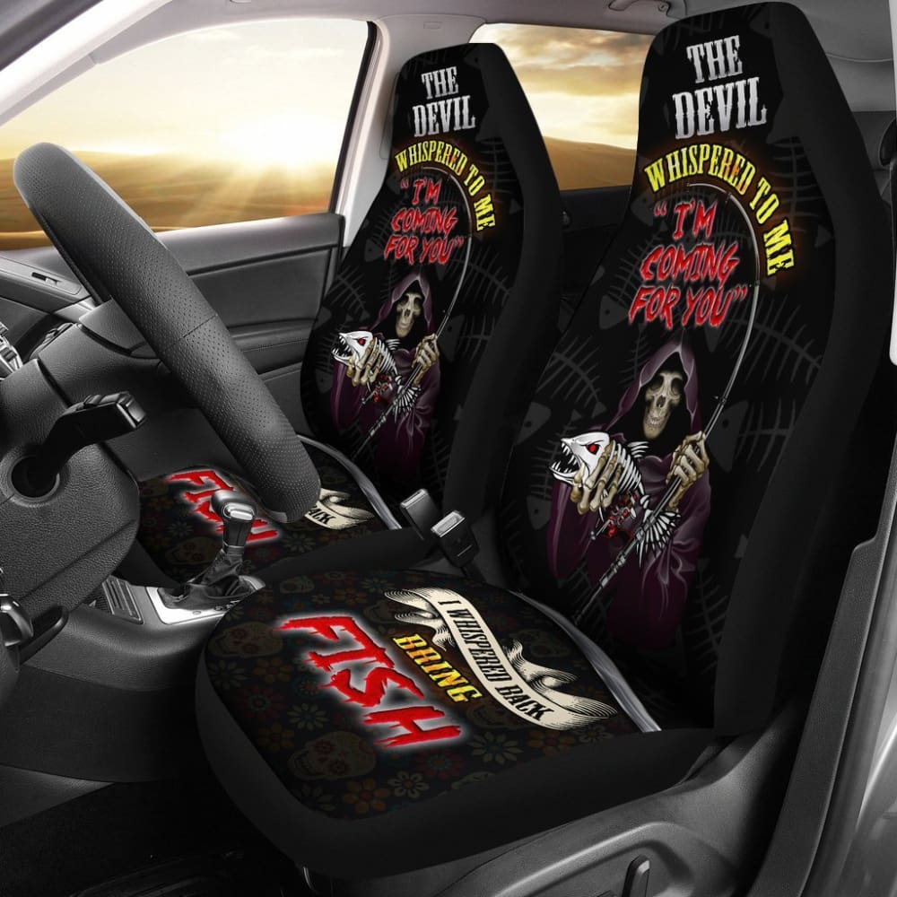 Devil Whispered I’M Coming For You Fishing Car Seat Covers 182417 - YourCarButBetter