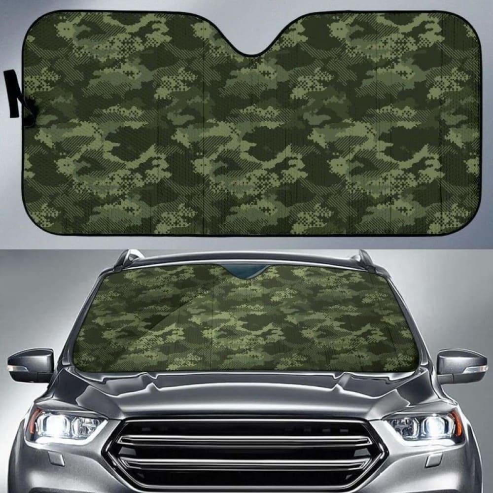 Digital Green Camo Camouflage Pattern Car Auto Sun Shades 172609 - YourCarButBetter