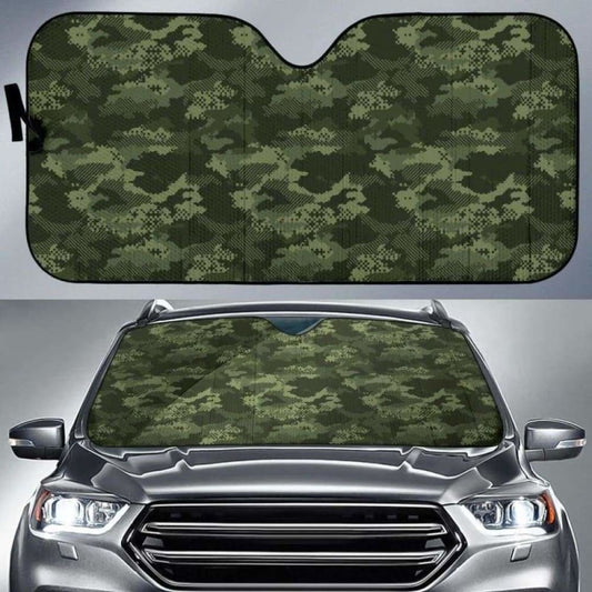 Digital Green Camo Camouflage Pattern Car Auto Sun Shades 172609 - YourCarButBetter