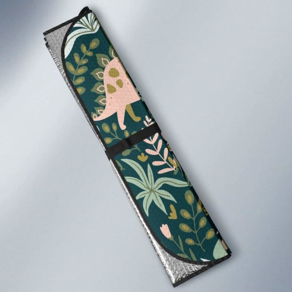Dinosaurs Tropical Leaves Flower Pattern Car Auto Sun Shades 182102 - YourCarButBetter