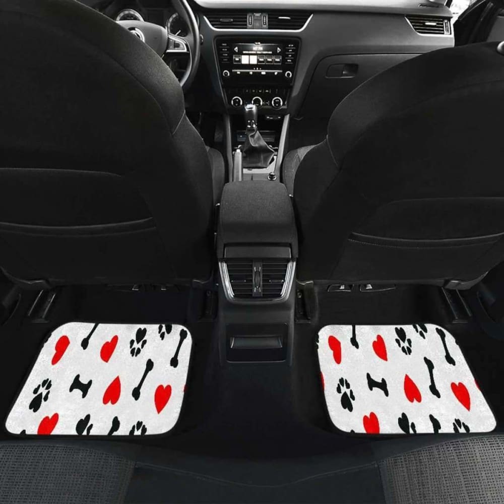 Dog Paw Bones Heart Front And Back Car Mats 161012