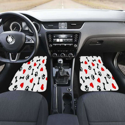 Dog Paw Bones Heart Front And Back Car Mats 161012