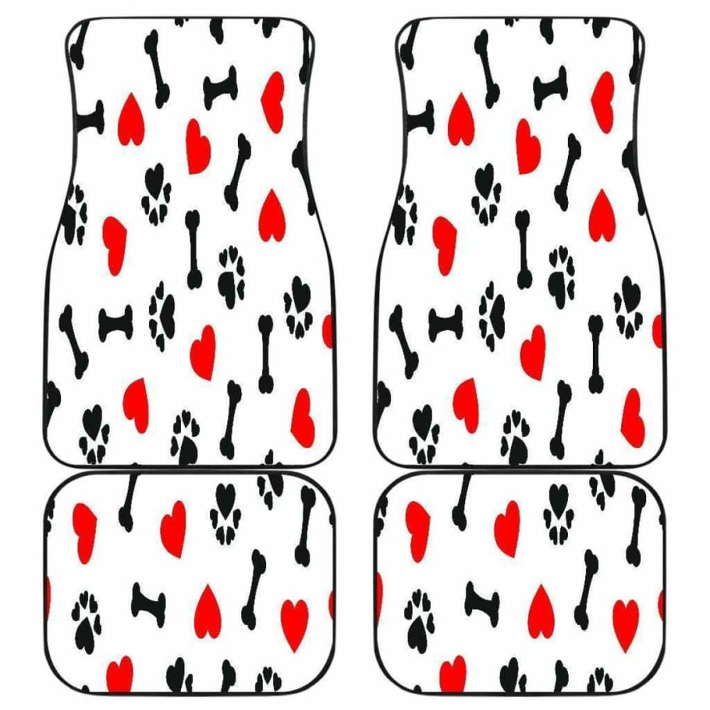 Dog Paw Bones Heart Front And Back Car Mats 161012