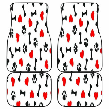 Dog Paw Bones Heart Front And Back Car Mats 161012