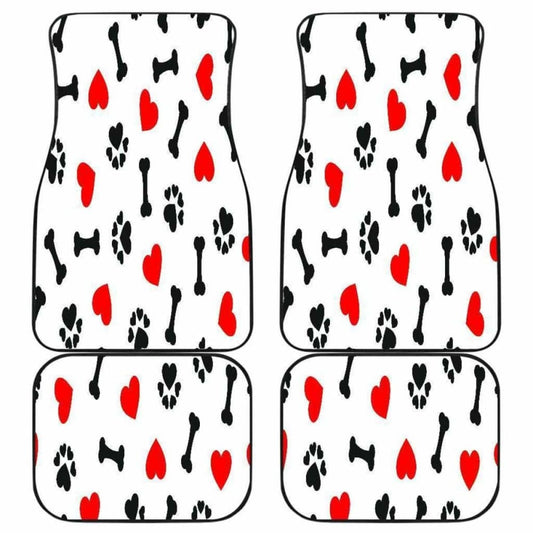 Dog Paw Bones Heart Front And Back Car Mats 161012
