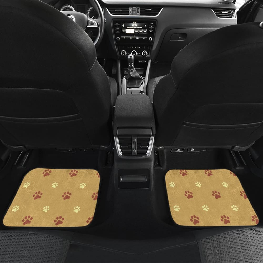 Dog Paw Prints Pattern With Brown Color Car Floor Mats 210605 - YourCarButBetter