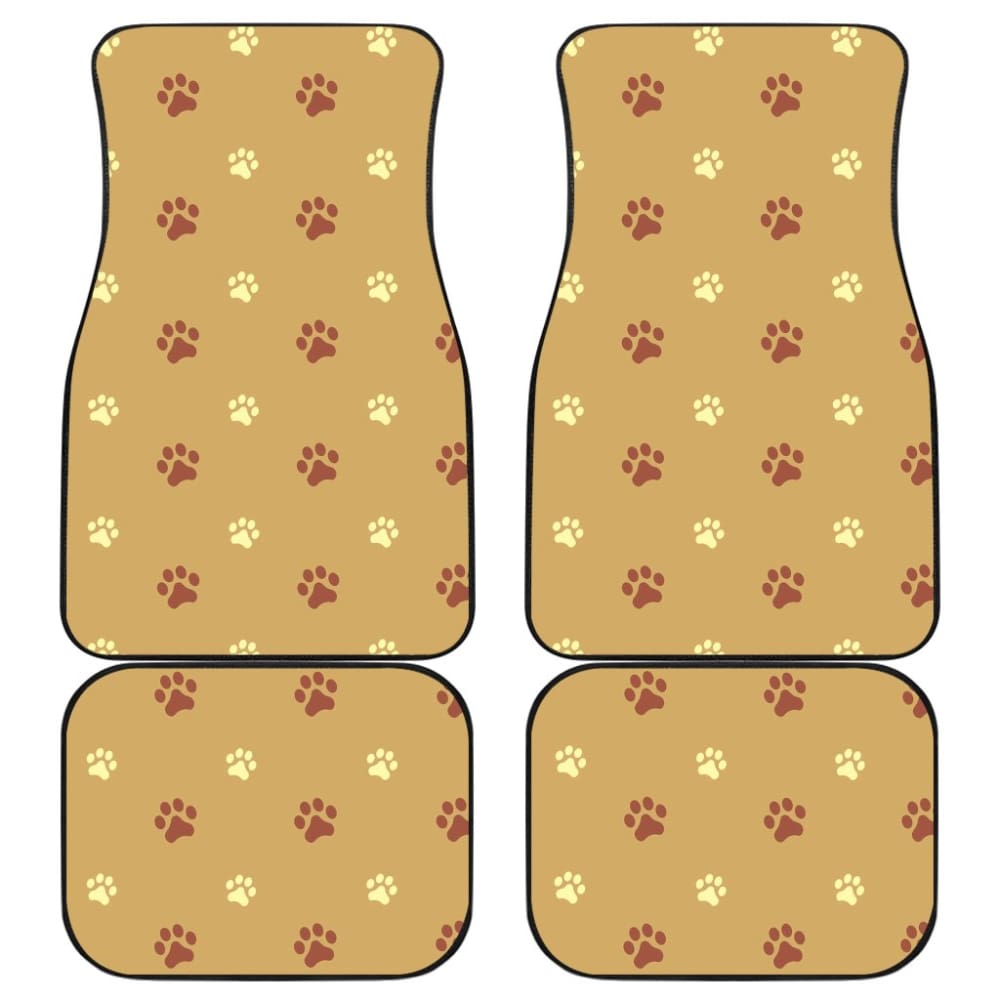Dog Paw Prints Pattern With Brown Color Car Floor Mats 210605 - YourCarButBetter
