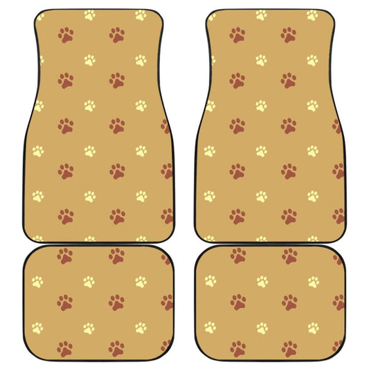 Dog Paw Prints Pattern With Brown Color Car Floor Mats 210605 - YourCarButBetter