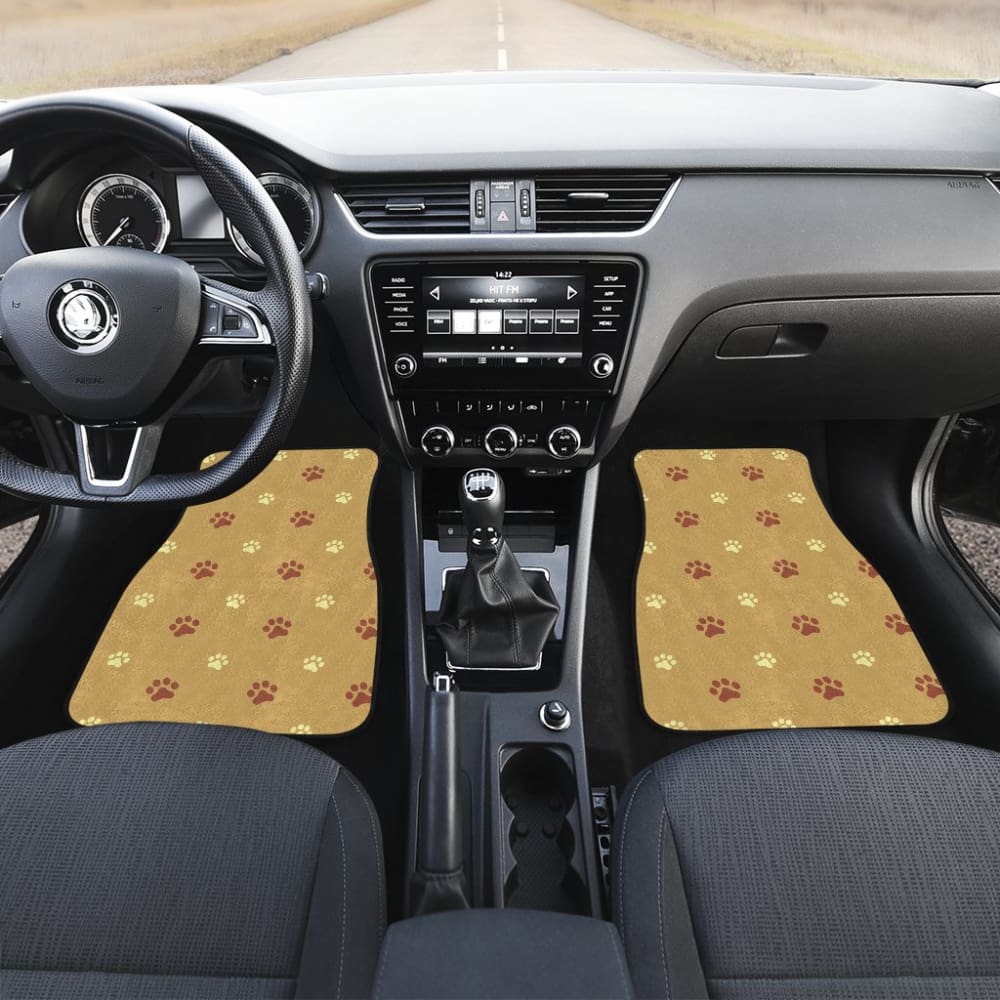 Dog Paw Prints Pattern With Brown Color Car Floor Mats 210605 - YourCarButBetter