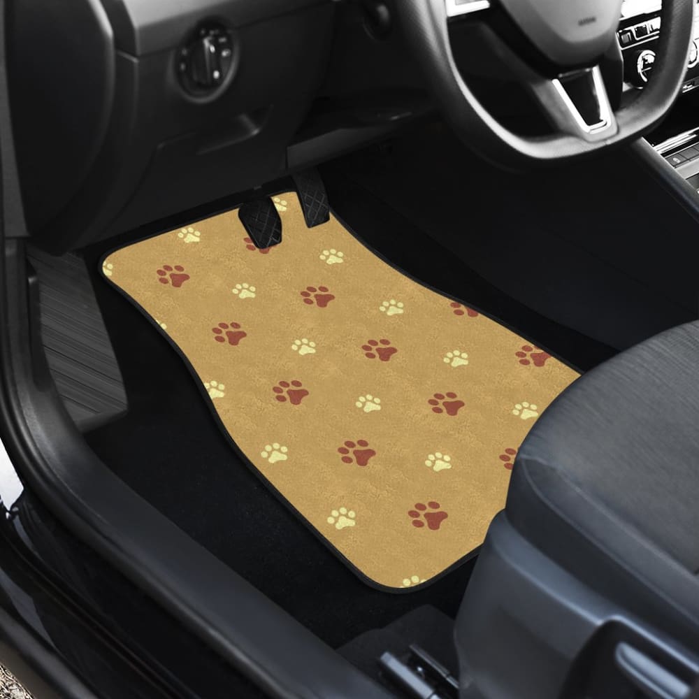 Dog Paw Prints Pattern With Brown Color Car Floor Mats 210605 - YourCarButBetter